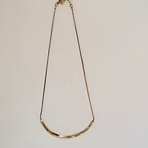 Minimalist Gold Bar Pendant Necklace Vintage Hammered Arc Collar Chain Jewelry